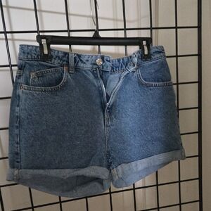 Primark Blue Jean Shorts High-Waisted Cuffed